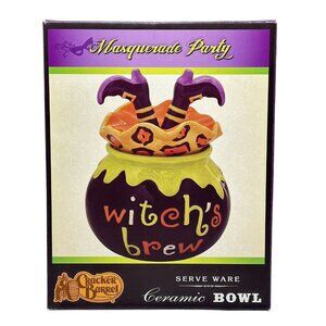 Cracker Barrel Masquerade Party Witch's Brew Halloween Ceramic Jar w/Lid